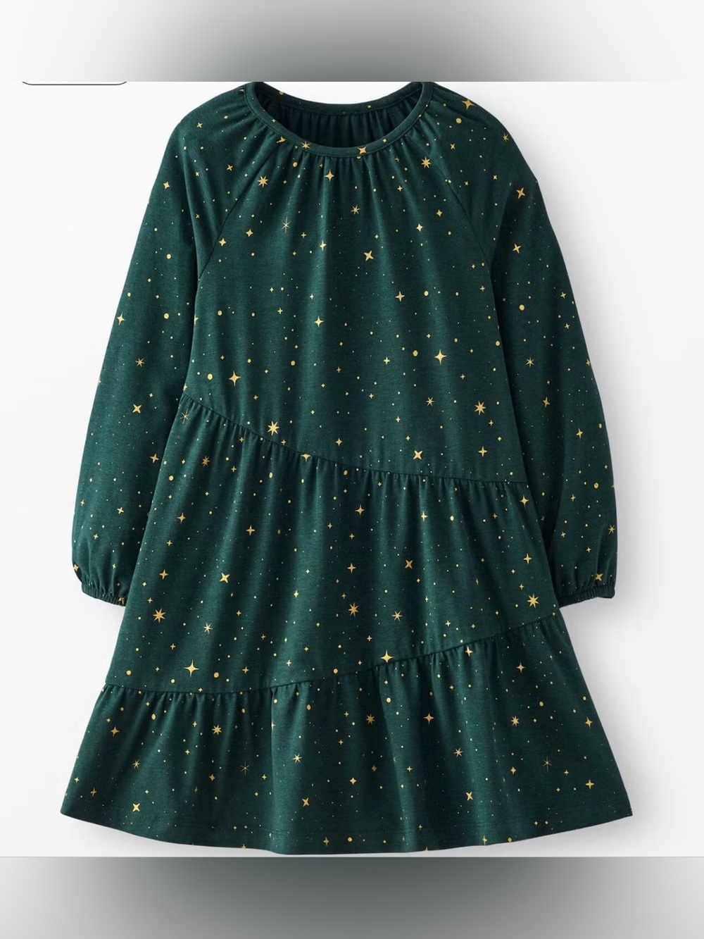 Hanna Andersson Green Tiered Holiday Sparkle Star Dress ✨🎄🆕